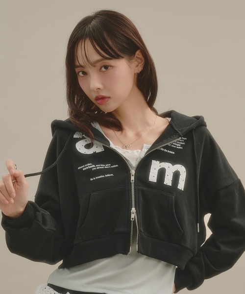 apres jour mignon(アプレジュールミニョン)の「アップリケパーカー(パーカー・レディース・杢グレー/ブラック/グレー・SMALL/LARGE)」の5枚目の写真