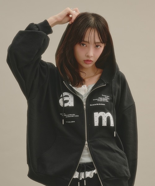 apres jour mignon(アプレジュールミニョン)の「アップリケパーカー(パーカー・レディース・杢グレー/ブラック/グレー・SMALL/LARGE)」の14枚目の写真