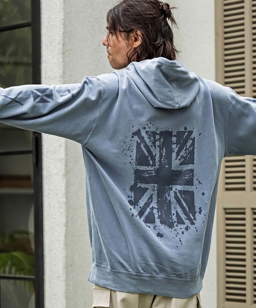 CAMBIO(カンビオ)の「mpa4272- ピグメント染めプリントプルパーカー - Union Jack(2602132MCB)(パーカー・メンズ・ホワイト/ブラック/ブルー・S/M/L/XL)」の3枚目の写真