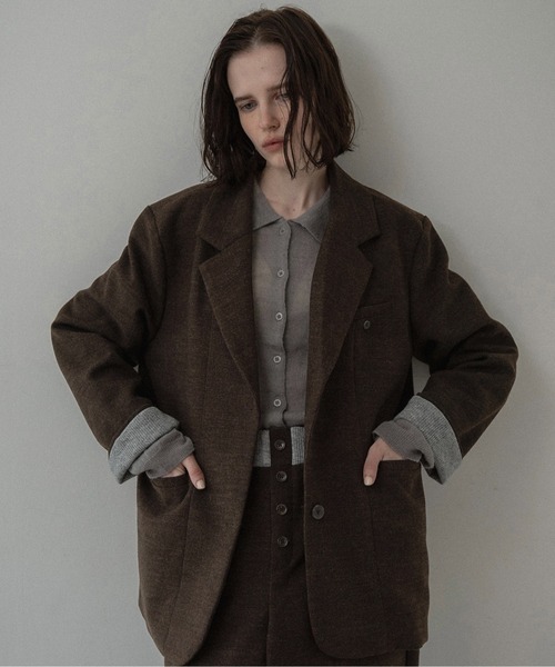 lawgy(ラウジー)の「sleeve double face tailored jacket / スリーブダブルフェイステーラードジャケット(テーラードジャケット・レディース・ブラウン系/ベージュ系・FREE)」の2枚目の写真