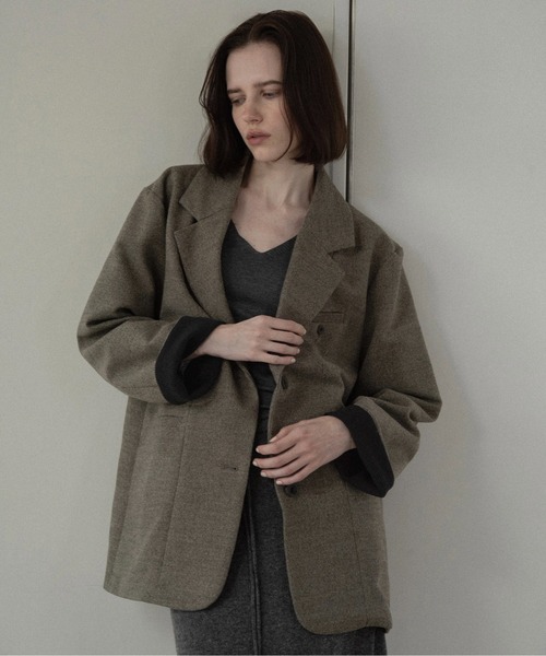 lawgy(ラウジー)の「sleeve double face tailored jacket / スリーブダブルフェイステーラードジャケット(テーラードジャケット・レディース・ブラウン系/ベージュ系・FREE)」の1枚目の写真