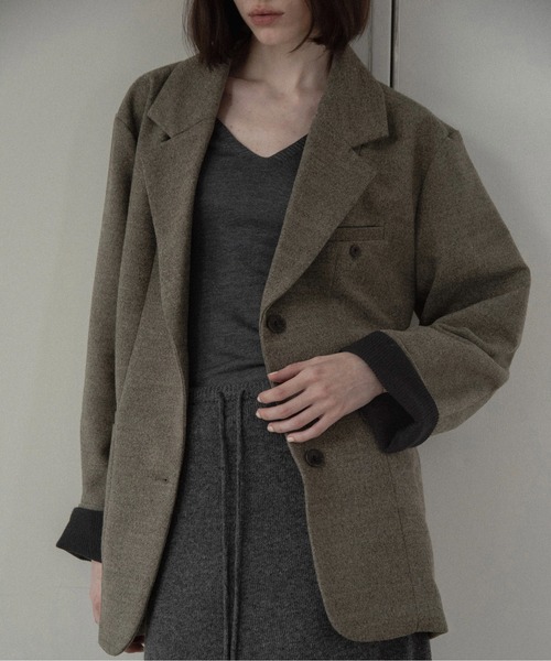 lawgy(ラウジー)の「sleeve double face tailored jacket / スリーブダブルフェイステーラードジャケット(テーラードジャケット・レディース・ブラウン系/ベージュ系・FREE)」の4枚目の写真