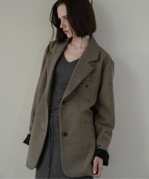 lawgy(ラウジー)の「sleeve double face tailored jacket / スリーブダブルフェイステーラードジャケット(テーラードジャケット・レディース・ブラウン系/ベージュ系・FREE)」の3枚目の写真