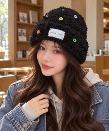 Bling Leads（ブリングリーズ）の「【Bls】【ZA】【Bling Leads】飾りボタン付き ニット帽子（ニットキャップ/ビーニー）」