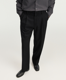 TNGT（ティーエヌジーティー）の「Two Tuck Wool Wide-Leg Pants (Black) TNPA6F201BK（スラックス）」