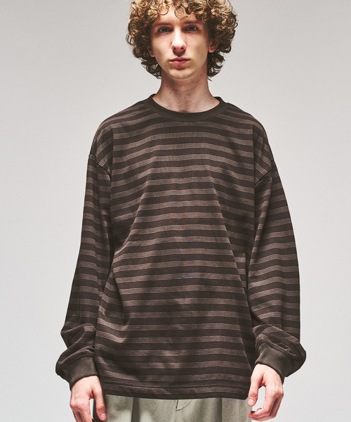 417 EDIFICE(フォーワンセブンエディフィス)の「ガーメントダイ ボーダー ロングスリーブTシャツ(Tシャツ/カットソー・メンズ・チャコールグレー/ダークブルー/チョコ・LARGE/MEDIUM)」の2枚目の写真