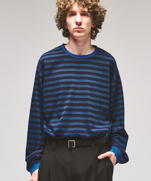 417 EDIFICE(フォーワンセブンエディフィス)の「ガーメントダイ ボーダー ロングスリーブTシャツ(Tシャツ/カットソー・メンズ・チャコールグレー/ダークブルー/チョコ・LARGE/MEDIUM)」の3枚目の写真