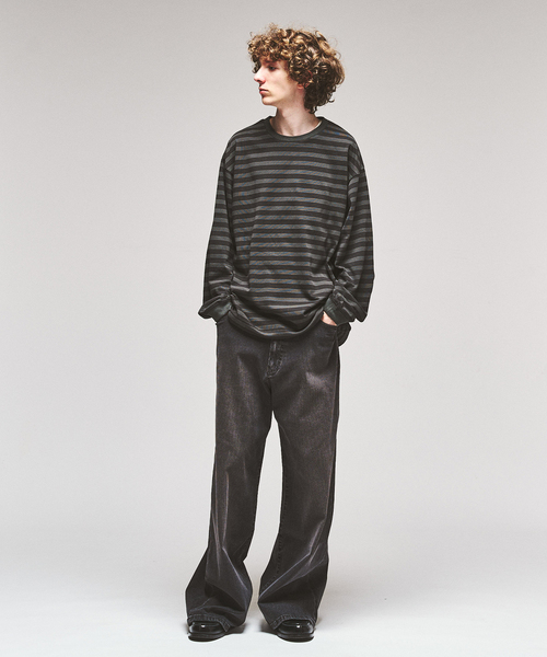 417 EDIFICE(フォーワンセブンエディフィス)の「ガーメントダイ ボーダー ロングスリーブTシャツ(Tシャツ/カットソー・メンズ・チャコールグレー/ダークブルー/チョコ・LARGE/MEDIUM)」の17枚目の写真