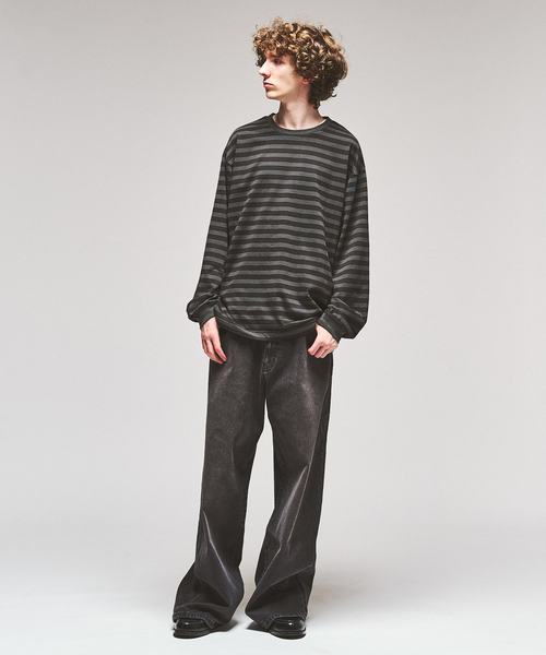 417 EDIFICE(フォーワンセブンエディフィス)の「ガーメントダイ ボーダー ロングスリーブTシャツ(Tシャツ/カットソー・メンズ・チャコールグレー/ダークブルー/チョコ・LARGE/MEDIUM)」の8枚目の写真