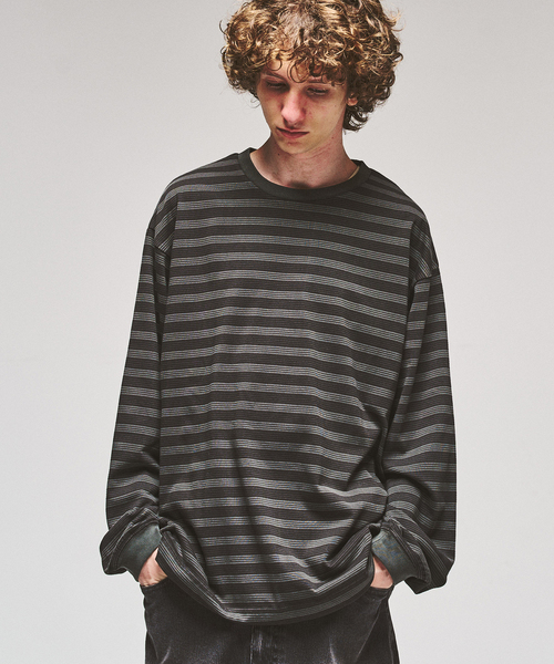 417 EDIFICE(フォーワンセブンエディフィス)の「ガーメントダイ ボーダー ロングスリーブTシャツ(Tシャツ/カットソー・メンズ・チャコールグレー/ダークブルー/チョコ・LARGE/MEDIUM)」の12枚目の写真