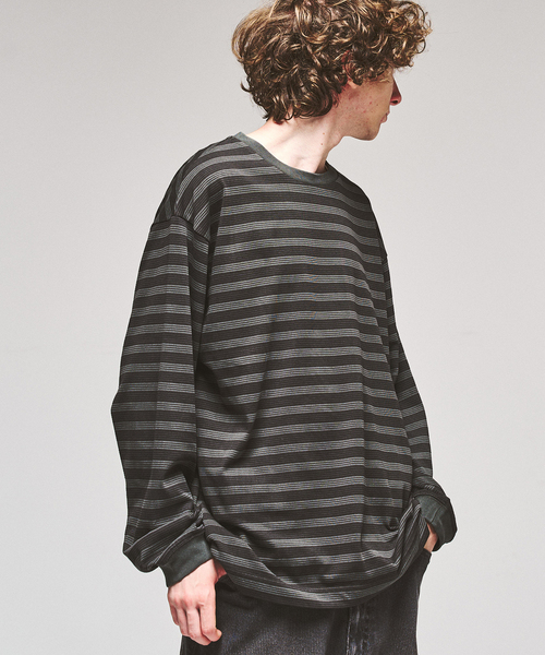 417 EDIFICE(フォーワンセブンエディフィス)の「ガーメントダイ ボーダー ロングスリーブTシャツ(Tシャツ/カットソー・メンズ・チャコールグレー/ダークブルー/チョコ・LARGE/MEDIUM)」の13枚目の写真