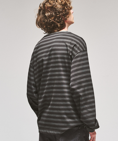 417 EDIFICE(フォーワンセブンエディフィス)の「ガーメントダイ ボーダー ロングスリーブTシャツ(Tシャツ/カットソー・メンズ・チャコールグレー/ダークブルー/チョコ・LARGE/MEDIUM)」の4枚目の写真