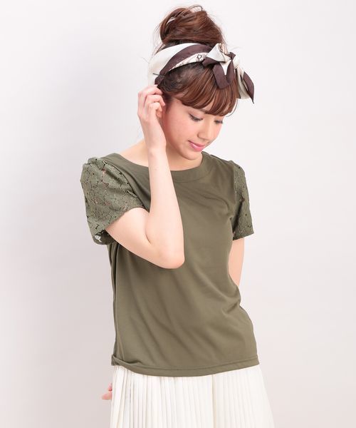 ROPE' PICNIC(ロペピクニック)の「【さらさらUVケアトップス】デオドラントレースプルオーバー(Tシャツ/カットソー・レディース・カーキ/ホワイト/ネイビー/ブルー系その他/サックスブルー・38)」の3枚目の写真