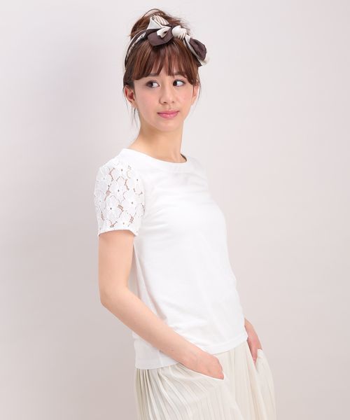 ROPE' PICNIC(ロペピクニック)の「【さらさらUVケアトップス】デオドラントレースプルオーバー(Tシャツ/カットソー・レディース・カーキ/ホワイト/ネイビー/ブルー系その他/サックスブルー・38)」の14枚目の写真