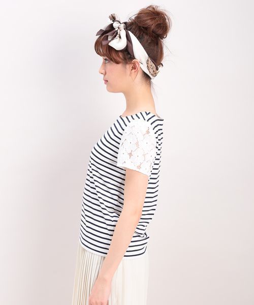 ROPE' PICNIC(ロペピクニック)の「【さらさらUVケアトップス】デオドラントレースプルオーバー(Tシャツ/カットソー・レディース・カーキ/ホワイト/ネイビー/ブルー系その他/サックスブルー・38)」の6枚目の写真