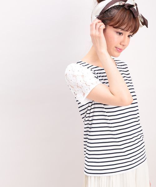 ROPE' PICNIC(ロペピクニック)の「【さらさらUVケアトップス】デオドラントレースプルオーバー(Tシャツ/カットソー・レディース・カーキ/ホワイト/ネイビー/ブルー系その他/サックスブルー・38)」の11枚目の写真