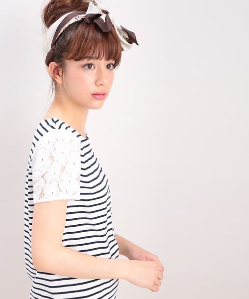 ROPE' PICNIC(ロペピクニック)の「【さらさらUVケアトップス】デオドラントレースプルオーバー(Tシャツ/カットソー・レディース・カーキ/ホワイト/ネイビー/ブルー系その他/サックスブルー・38)」の12枚目の写真