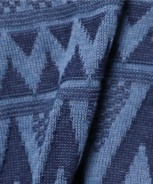 FREDY&GLOSTER（フレディアンドグロスター）の「地柄プレーティング半袖ニット（ニット/セーター・メンズ・グレー/ネイビー・S/M/L）」の8枚目の写真