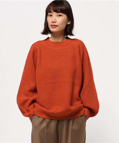 ikka(イッカ)の「5G畦バルーン袖ハイネックプルオーバー (ニット/セーター・レディース・ブラック/グレー/オレンジ・MEDIUM)」の1枚目の写真