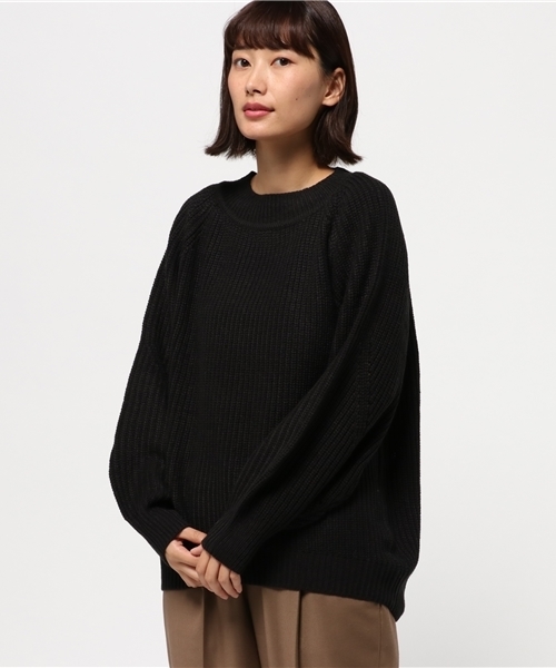 ikka(イッカ)の「5G畦バルーン袖ハイネックプルオーバー (ニット/セーター・レディース・ブラック/グレー/オレンジ・MEDIUM)」の2枚目の写真