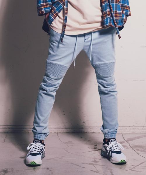 MONKEY TIME（モンキータイム）の「＜monkey time＞ DENIM BIKER SKINNY JOGGER/ジョガーパンツ ◆（デニムパンツ・メンズ・ライトブルー/コバルトブルー・SMALL/X-LARGE/LARGE/MEDIUM）」の2枚目の写真