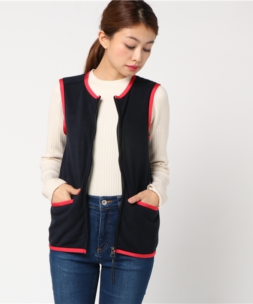 AIGLE（エーグル）の「W フリースCBライトカラーベスト（ベスト・レディース・ネイビー/カーキ・40/38/36）」の2枚目の写真
