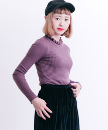 MERLOT | フリルネックリブニットプルオーバー1101(ニット/セーター)