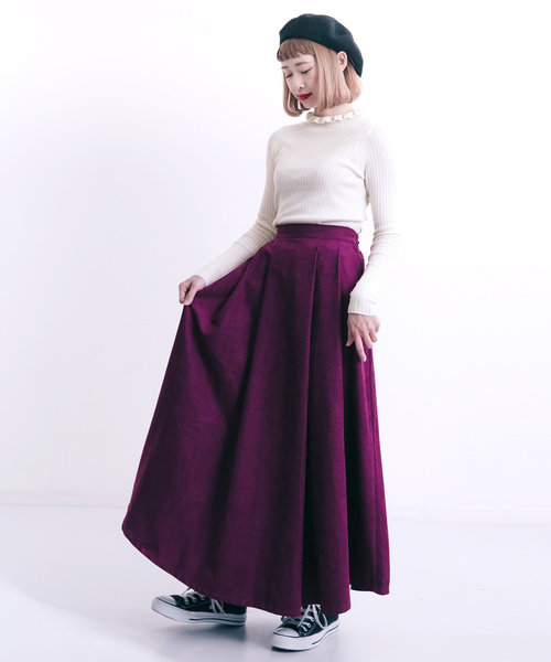 MERLOT（メルロー）の「フリルネックリブニットプルオーバー1101（ニット/セーター・レディース・ライトグレー/マスタード/パープル/アイボリー/ブルー/ブラック・FREE）」の17枚目の写真