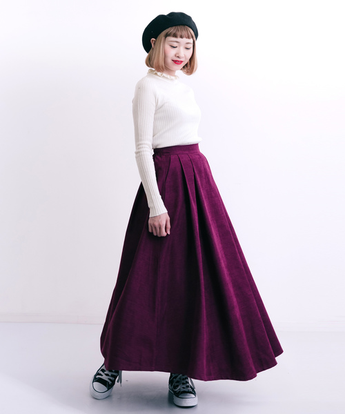 MERLOT（メルロー）の「フリルネックリブニットプルオーバー1101（ニット/セーター・レディース・ライトグレー/マスタード/パープル/アイボリー/ブルー/ブラック・FREE）」の21枚目の写真