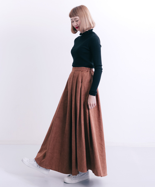 MERLOT（メルロー）の「フリルネックリブニットプルオーバー1101（ニット/セーター・レディース・ライトグレー/マスタード/パープル/アイボリー/ブルー/ブラック・FREE）」の12枚目の写真