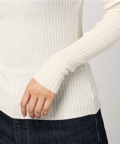 MERLOT（メルロー）の「フリルネックリブニットプルオーバー1101（ニット/セーター・レディース・ライトグレー/マスタード/パープル/アイボリー/ブルー/ブラック・FREE）」の19枚目の写真