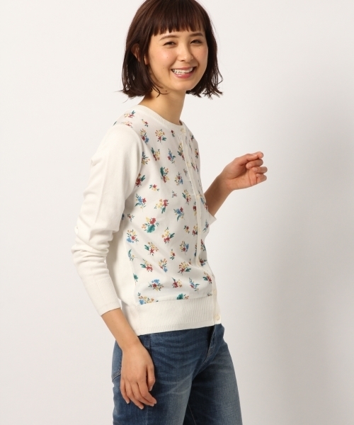 GLOBAL WORK（グローバルワーク）の「12ゲージフハクコンビカーディガン長袖/779365（カーディガン/ボレロ・レディース・ホワイト/ライトグレー/ネイビー・MEDIUM/LARGE）」の2枚目の写真