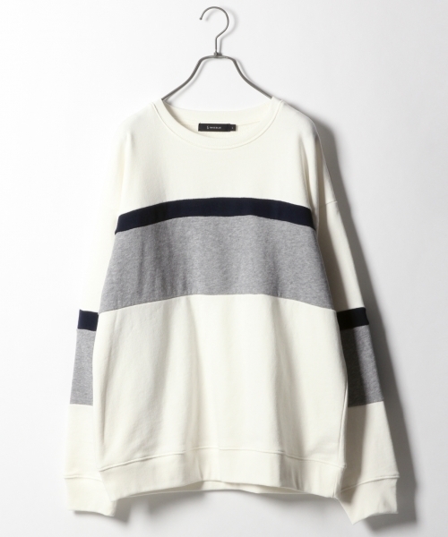 RAGEBLUE（レイジブルー）の「パネル裏毛スウェットクルー/789016（Tシャツ/カットソー・メンズ・ブルー/ベージュ/ホワイト・LARGE/MEDIUM/SMALL）」の2枚目の写真