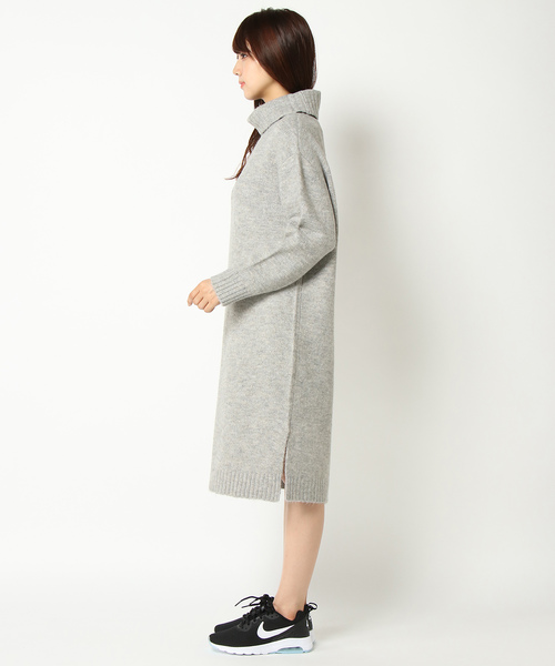 LBC（エルビーシー）の「7Gタートルコクーンニットワンピース（ワンピース・レディース・グレー/ネイビー・M）」の4枚目の写真