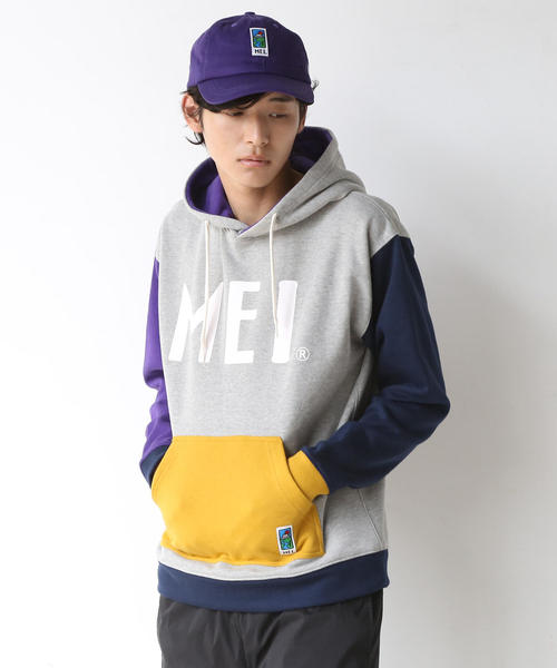 MEI（メイ）の「【別注】MEI 裏毛プルオーバーパーカー（パーカー・メンズ・パープル/マルチ/グレー・X-LARGE/LARGE/SMALL/MEDIUM）」の4枚目の写真