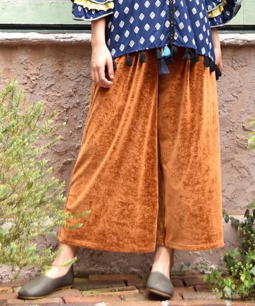 チャイハネ（チャイハネ）の「【チャイハネ】ベロアストレートワイドパンツ（その他パンツ・レディース・ネイビー/レッド/グリーン/キャメル・FREE）」の3枚目の写真