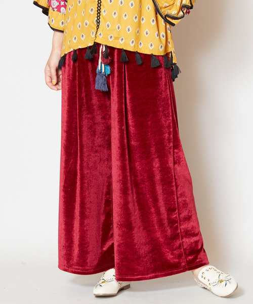 チャイハネ（チャイハネ）の「【チャイハネ】ベロアストレートワイドパンツ（その他パンツ・レディース・ネイビー/レッド/グリーン/キャメル・FREE）」の4枚目の写真