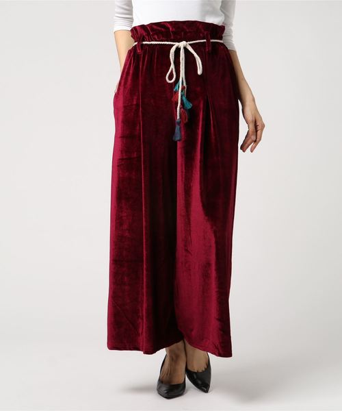 チャイハネ（チャイハネ）の「【チャイハネ】ベロアストレートワイドパンツ（その他パンツ・レディース・ネイビー/レッド/グリーン/キャメル・FREE）」の7枚目の写真