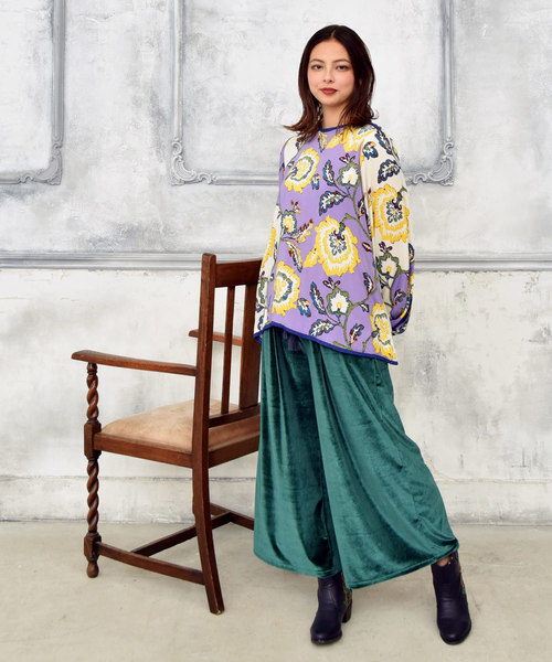 チャイハネ（チャイハネ）の「【チャイハネ】ベロアストレートワイドパンツ（その他パンツ・レディース・ネイビー/レッド/グリーン/キャメル・FREE）」の12枚目の写真