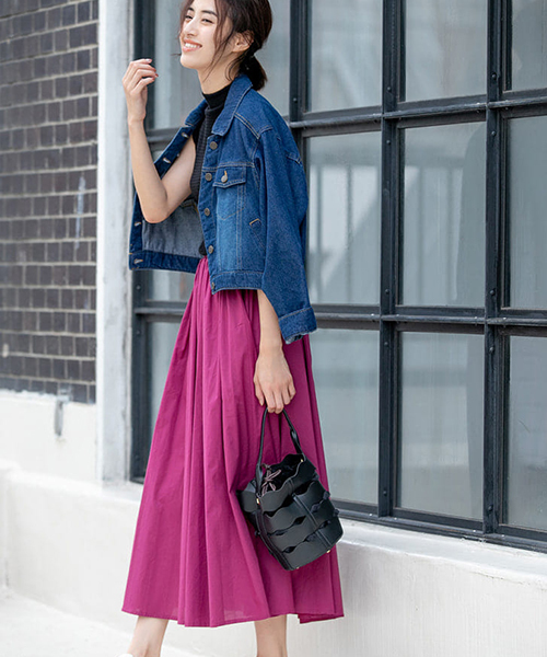 fifth（フィフス）の「シャーリングロングスカート（スカート・レディース・パープル/イエロー/グリーン/ネイビー/レッド・MEDIUM）」の16枚目の写真