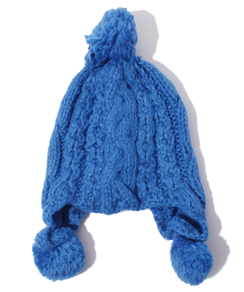 ANY(エニィ)の「【KIDS雑貨】両耳ポンポンニット ニット帽子(ニットキャップ/ビーニー・キッズ・グレー系/ブルー系・LARGE/MEDIUM)」の2枚目の写真