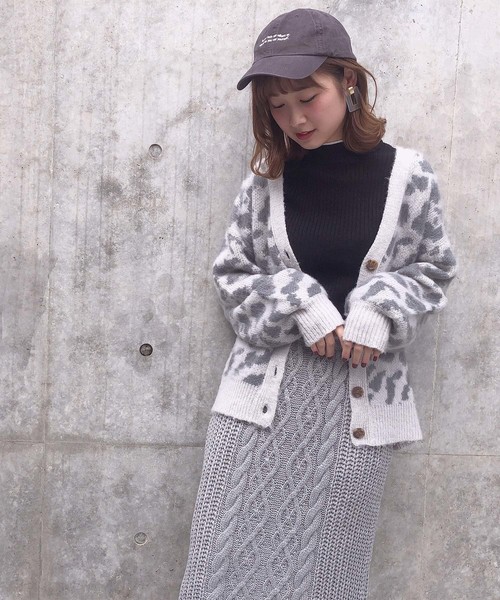 one after another NICE CLAUP（ワンアフターアナザーナイスクラップ）の「ケーブル編みニットスカート（スカート・レディース・アイボリー/グレー/ベージュ/ピンク系その他・FREE）」の12枚目の写真