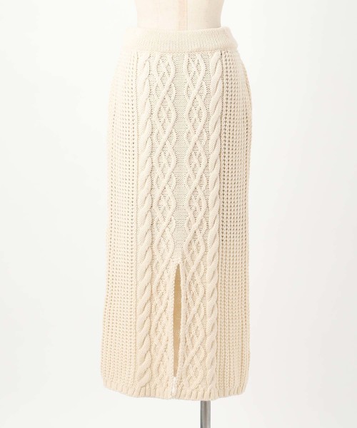 one after another NICE CLAUP（ワンアフターアナザーナイスクラップ）の「ケーブル編みニットスカート（スカート・レディース・アイボリー/グレー/ベージュ/ピンク系その他・FREE）」の15枚目の写真