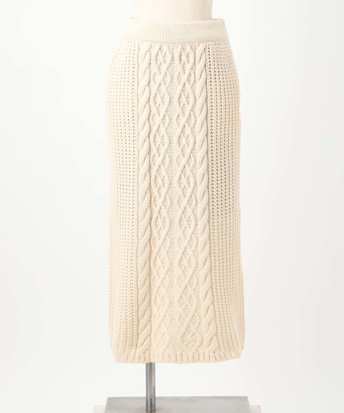 one after another NICE CLAUP（ワンアフターアナザーナイスクラップ）の「ケーブル編みニットスカート（スカート・レディース・アイボリー/グレー/ベージュ/ピンク系その他・FREE）」の17枚目の写真