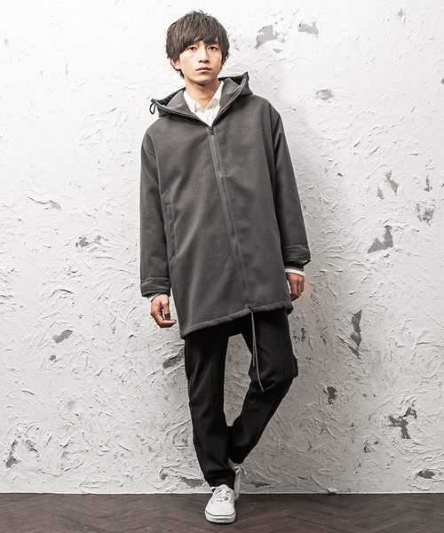 MinoriTY(マイノリティ)の「メルトンロングフードコート(パーカー・メンズ・ブラック/グリーン/チャコール・M/L)」の12枚目の写真