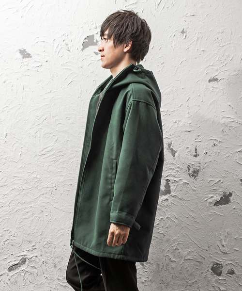 MinoriTY(マイノリティ)の「メルトンロングフードコート(パーカー・メンズ・ブラック/グリーン/チャコール・M/L)」の14枚目の写真