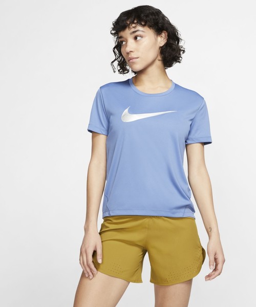 NIKE(ナイキ)の「ナイキ マイラー ウィメンズ ショートスリーブ ランニングトップ / NIKE(Tシャツ/カットソー)」|インディゴブルー