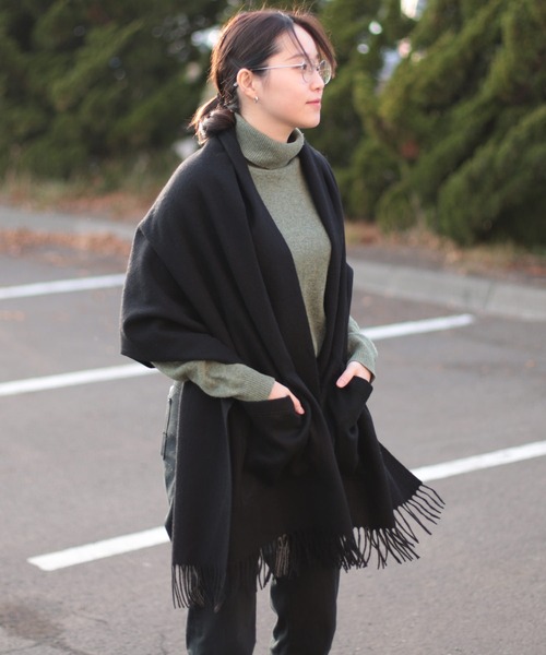 Jubilee Fabric（ジュビリーファブリック）の「ポケット付　ウールストール（ストール/ショール・レディース・ベージュ/グレー/ピンク/ブラック・FREE）」の14枚目の写真