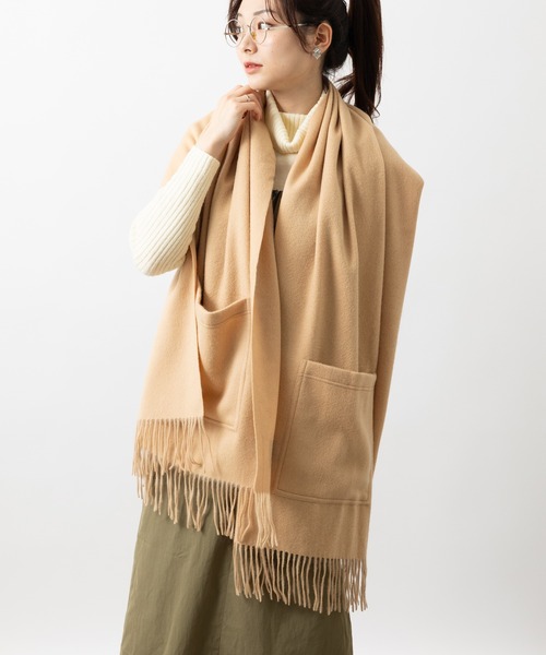 Jubilee Fabric（ジュビリーファブリック）の「ポケット付　ウールストール（ストール/ショール・レディース・ベージュ/グレー/ピンク/ブラック・FREE）」の10枚目の写真