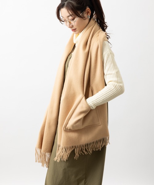 Jubilee Fabric（ジュビリーファブリック）の「ポケット付　ウールストール（ストール/ショール・レディース・ベージュ/グレー/ピンク/ブラック・FREE）」の11枚目の写真